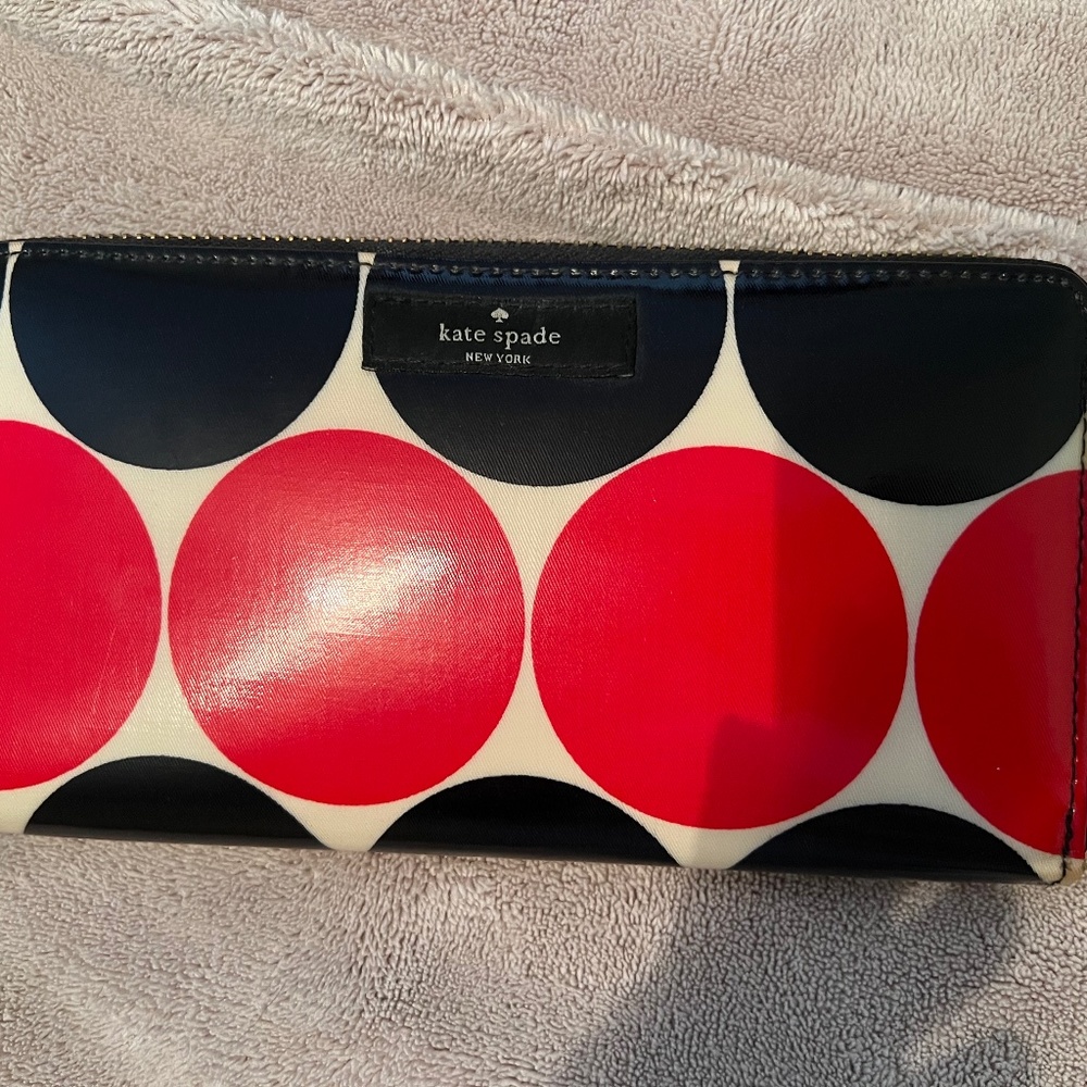 Kate Spade Black and Red Polka Dot Wallet
